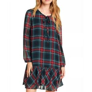 Draper James Rosanne Tartan Plaid Flounce Shift Dress